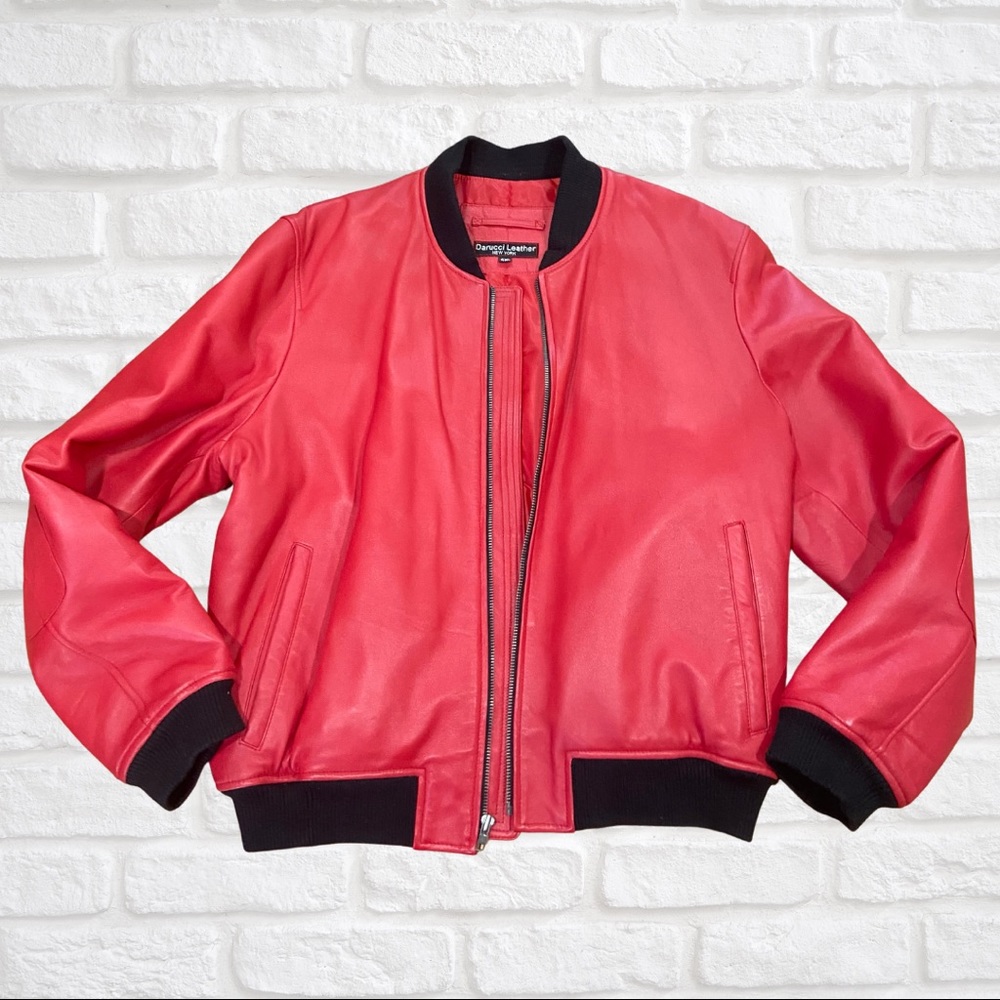NEW DaRucci Light Weight Leather Jacket- Red, Size 4XL